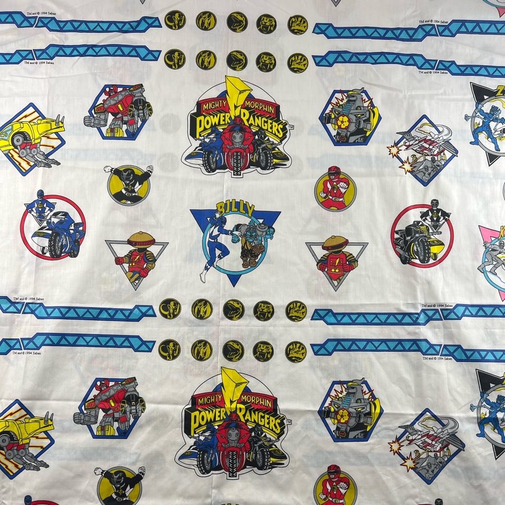 Vintage Mighty Morphin Power Ranger fabric 44.5 x 80 inches Saban 1994